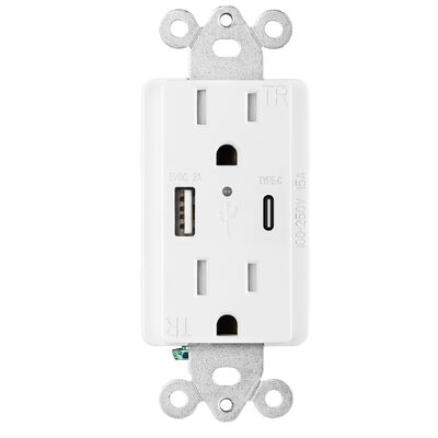 15A USB Wall Outlet with 5.0A Fast Charging, Tamper Resistant Design and IntelliChip Technology